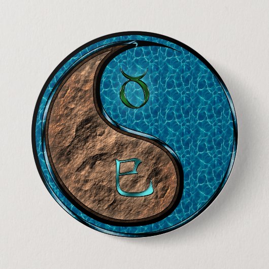 Stier & Water Slang Ronde Button 7,6 Cm (Voorkant)