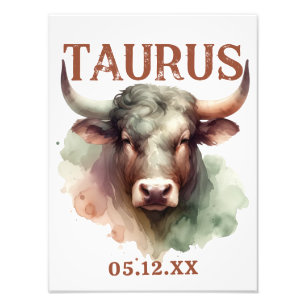 Stier Waterverf Stier Dierenriem Teken Poster Kuns