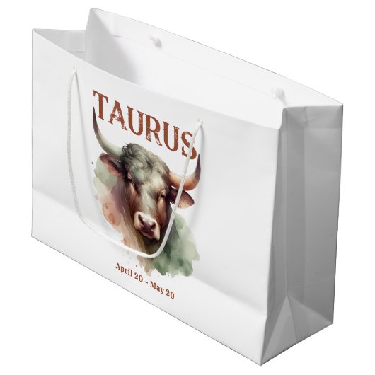 Stier Waterverf Stier Zodiac Thema Verjaardagsfees Groot Cadeauzakje (Voorkant Gekanteld)