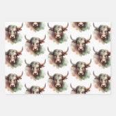 Stier Waterverf Stier Zodiac Thema Verjaardagsfees Inpakpapier Vel (Voorkant)