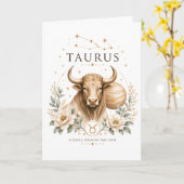 Stier Zodiac Astrologie Horoscoop Teken Kaart (Gele Bloem)