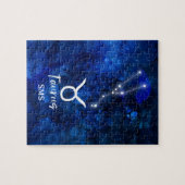 Stier Zodiac Constellatie Blauwe Melkweg Monogram Legpuzzel (Horizontaal)