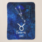 Stier Zodiac Constellatie Blauwe Melkweg Monogram Sherpa Deken (Voorkant)