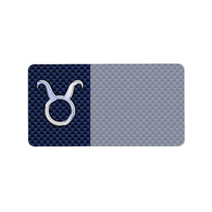 Stier Zodiac Decor Navy Blauwe Koolstofvezelprint Etiket