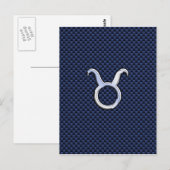 Stier Zodiac Decor Navyblauwe Koolstofvezelprint Briefkaart (Voorkant / Achterkant)