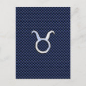 Stier Zodiac Decor Navyblauwe Koolstofvezelprint Briefkaart (Voorkant)