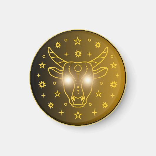 Stier Zodiac Embleem | Minimaal Hemels Symbool Magneet (Voorkant)
