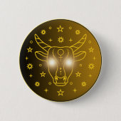 Stier Zodiac Embleem | Minimaal Hemels Symbool Ronde Button 5,7 Cm (Voorkant)