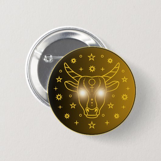 Stier Zodiac Embleem | Minimaal Hemels Symbool Ronde Button 5,7 Cm (Voorkant /achterkant)