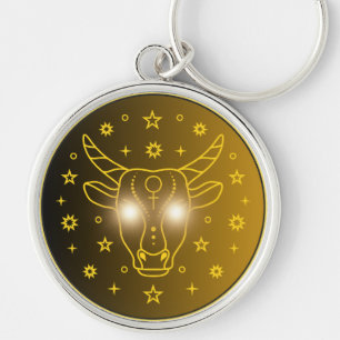 Stier Zodiac Embleem Minimaal Hemels Symbool Sleutelhanger