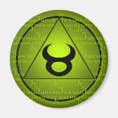 Stier Zodiac Groene Driehoek Curly Script Magneet (Voorkant)