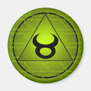 Stier Zodiac Groene Driehoek Curly Script Magneet