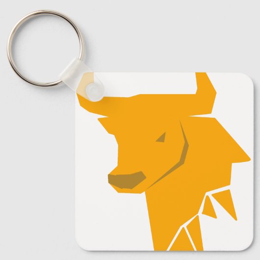 Stier Zodiac - Helder Stier Silhouet Sleutelhanger (Voorkant)