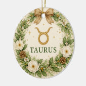 Stier Zodiac Kerst Ornament – Winter Bloemen W (Links)