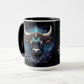Stier Zodiac Kunst voor 21 april–20 mei Mok (Voorkant links)