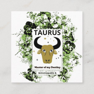 Stier Zodiac Meester van het Lot Bloemrijke Kunst Vierkante Visitekaartje