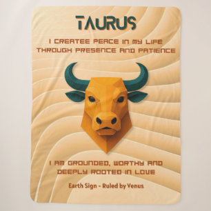 Stier Zodiac Modern 3D met Affirmaties Sherpa Deken