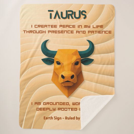 Stier Zodiac Modern 3D met Affirmaties Sherpa Deken (Voorkant)
