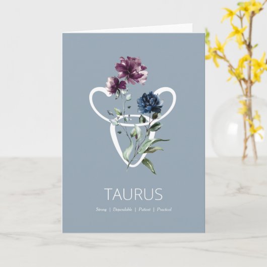 Stier Zodiac sterrenbeeld Verjaardag Kaart (Gele Bloem)