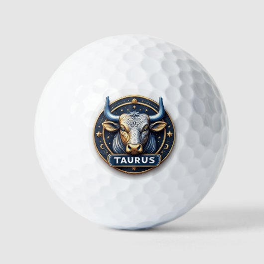 Stier Zodiac Stier Embleem Met Gouden Ring Golfballen (Voorkant)