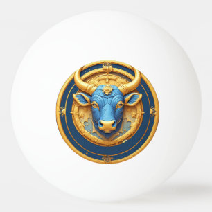 Stier Zodiac Stier Embleem Met Gouden Ring Pingpongbal