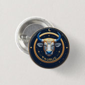 Stier Zodiac Stier Embleem Met Gouden Ring Ronde Button 3,2 Cm (Voorkant /achterkant)