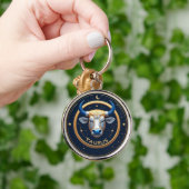 Stier Zodiac Stier Embleem Met Gouden Ring Sleutelhanger (Hand)