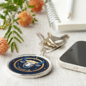Stier Zodiac Stier Embleem Met Gouden Ring Sleutelhanger (Zijkant)