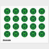 Stier Zodiac Symbool Groen Contrast Ronde Sticker (Vel)