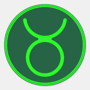 Stier Zodiac Symbool Groen Contrast Ronde Sticker