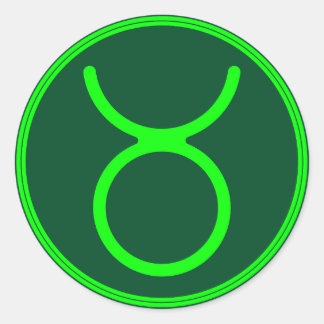 Stier Zodiac Symbool Groen Contrast Ronde Sticker