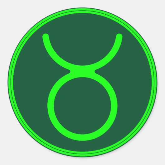 Stier Zodiac Symbool Groen Contrast Ronde Sticker (Voorkant)
