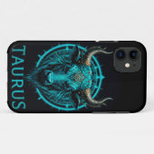 Stier Zodiac Symbool in Levendig Blauw en Goud Acc Case-Mate iPhone Case (Achterkant (horizontaal))