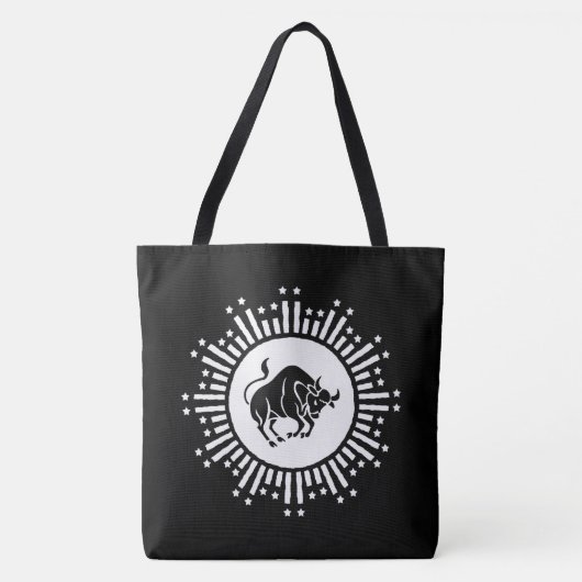 Stier Zodiac Symbool met Hemelse Starburst Tote Bag (Voorkant)
