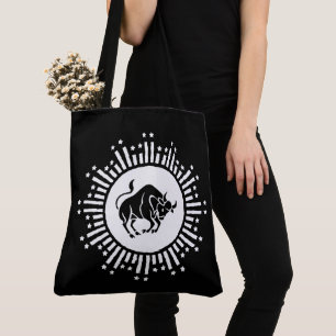 Stier Zodiac Symbool met Hemelse Starburst Tote Bag