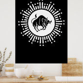 Stier Zodiac Symbool met Hemelse Sterrenexplosie Poster (Keuken)