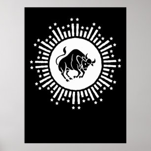 Stier Zodiac Symbool met Hemelse Sterrenexplosie Poster