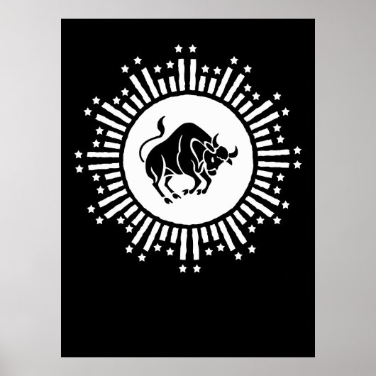 Stier Zodiac Symbool met Hemelse Sterrenexplosie Poster (Voorkant)