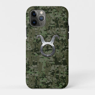 Stier Zodiac Symbool op Groene Camo Case-Mate iPhone Case