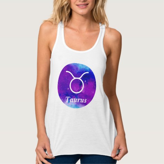 Stier Zodiac Symbool Ruimte Nevel Tanktop (Voorkant)