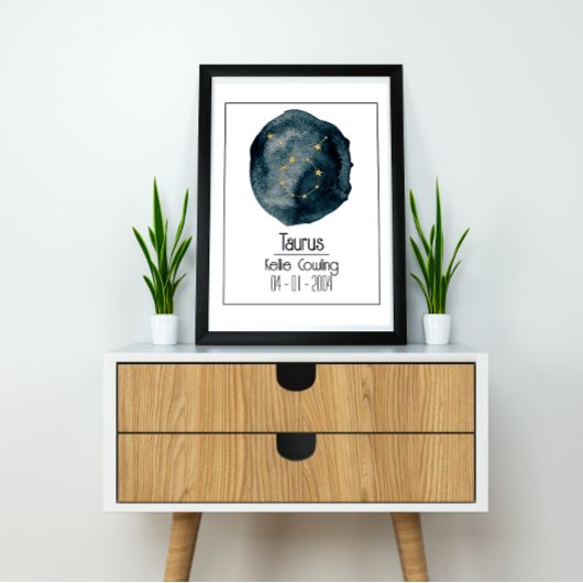 Stier Zodiac teken: aangepaste naam & verjaardag Poster