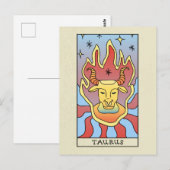 Stier Zodiac-teken Abstracte Kunst Vintage Briefkaart (Voorkant / Achterkant)