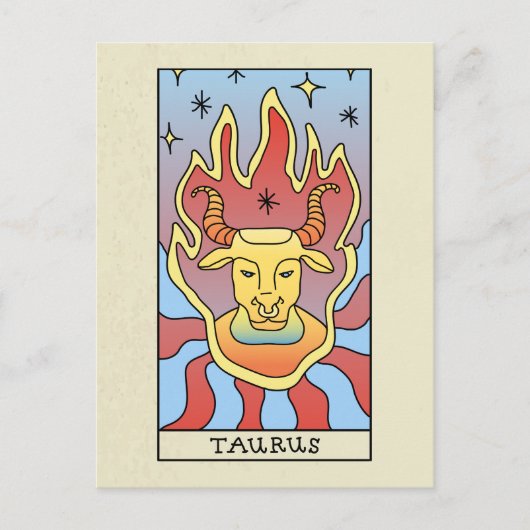 Stier Zodiac-teken Abstracte Kunst Vintage Briefkaart (Voorkant)
