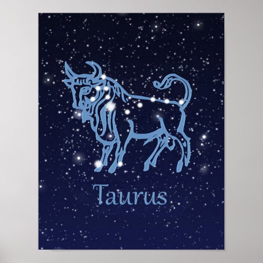 Stier Zodiac-teken en Sterrenbeeld Poster (Voorkant)