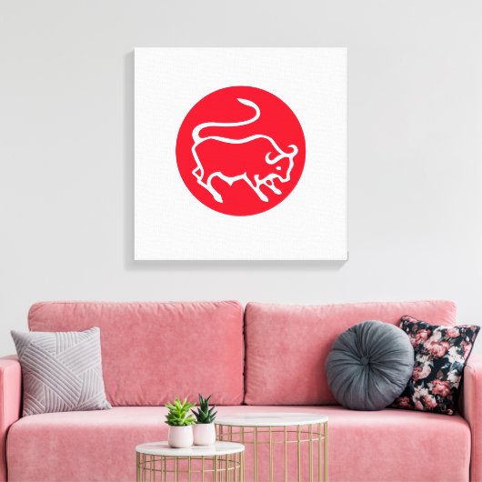 Stier Zodiac teken Moderne minimalistische vlakte  Canvas Afdruk (Insitu (Woonkamer))