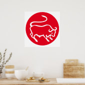 Stier Zodiac teken Moderne minimalistische vlakte  Poster (Keuken)