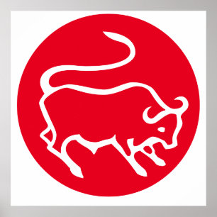 Stier Zodiac teken Moderne minimalistische vlakte  Poster