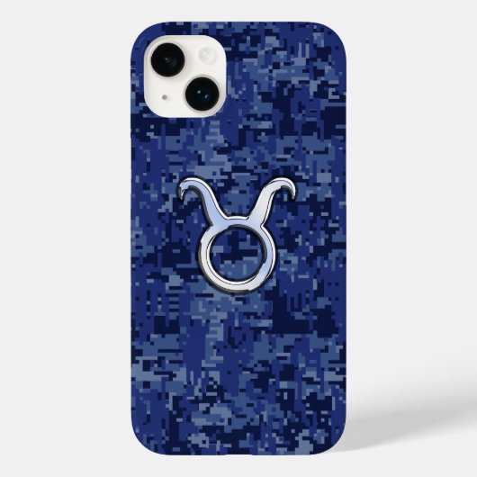 Stier Zodiac teken op Navy Blue Camo Case-Mate iPhone Case (Achterkant)