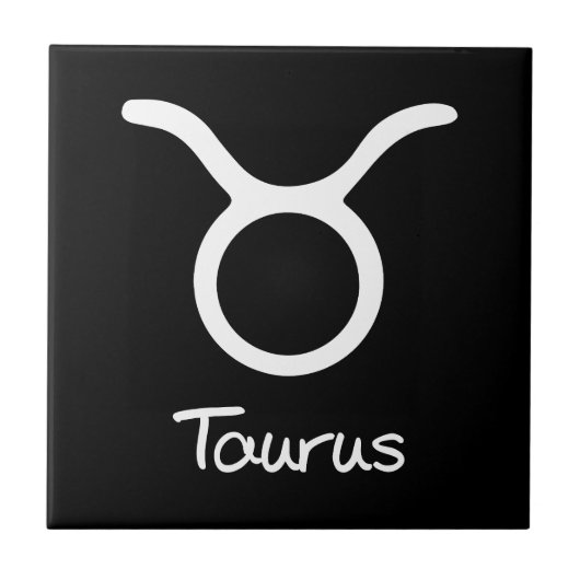 Stier Zodiac teken op zwarte achtergrond Tegeltje (Voorkant)