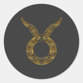 Stier Zodiac - Tribal Gold Ronde Sticker (Voorkant)